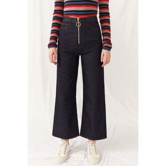 NWT M.i.h Caron High Rise Wide Leg Front Zip Jeans 25 - Picture 1 of 11